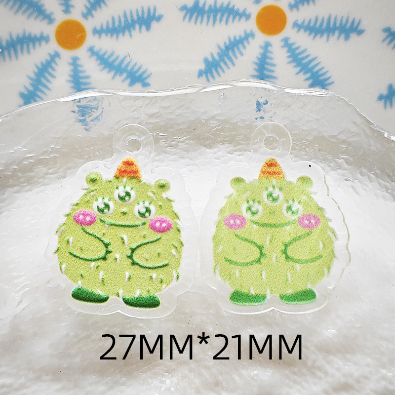 Wholesale 10pcs Double-sided bow three-dimensional relief acrylic jewelry accessories DIY pendant with holes cartoon character cute